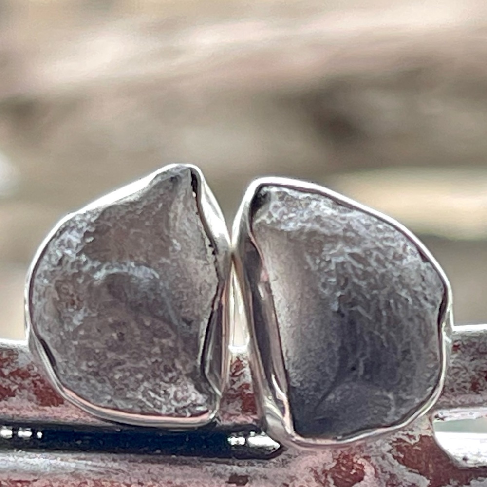 Natural Saffordite Tektite Sterling Silver Stud Earrings